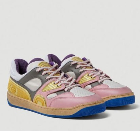 SUPER CUTE! Gucci Basket Lace up Demetra Leather Women’s Sneakers Size EU39 - Picture 1 of 14